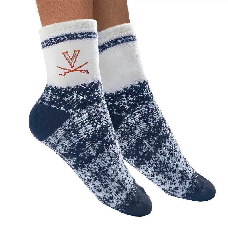 Womens ZooZatz Virginia Cavaliers Fuzzy Holiday Crew Socks, Blue Product Image