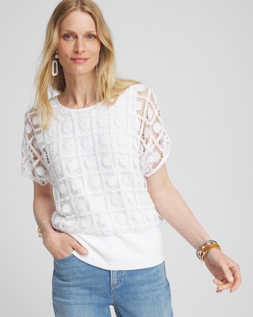 Crochet Trim Banded Hem Tee Product Image