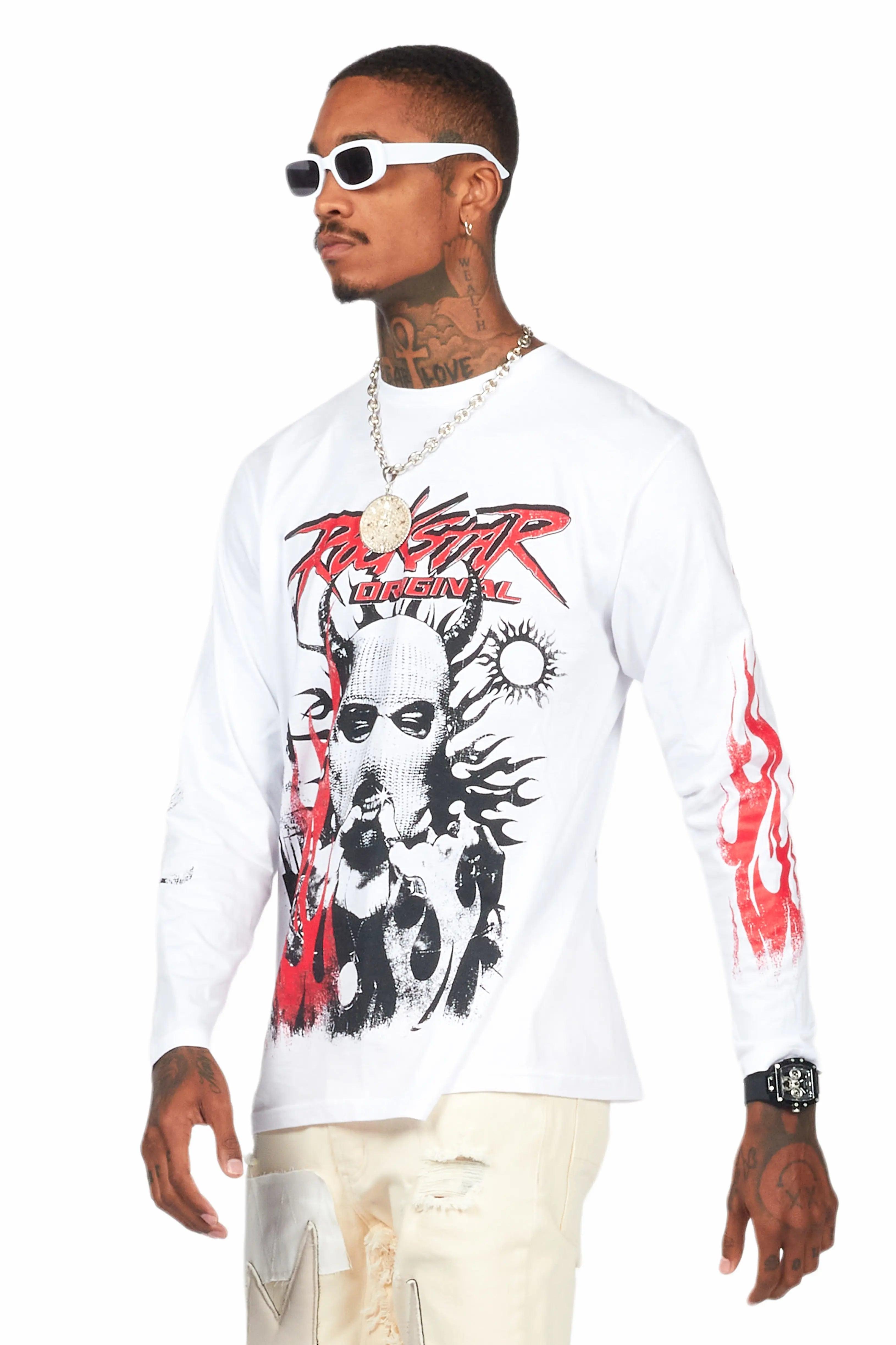 Mercy White Long Sleeve Graphic T-Shirt Male Product Image