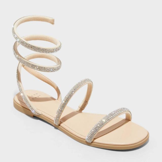 Womens Althea Ankle Wrap Sandals - A New Day Silver Product Image