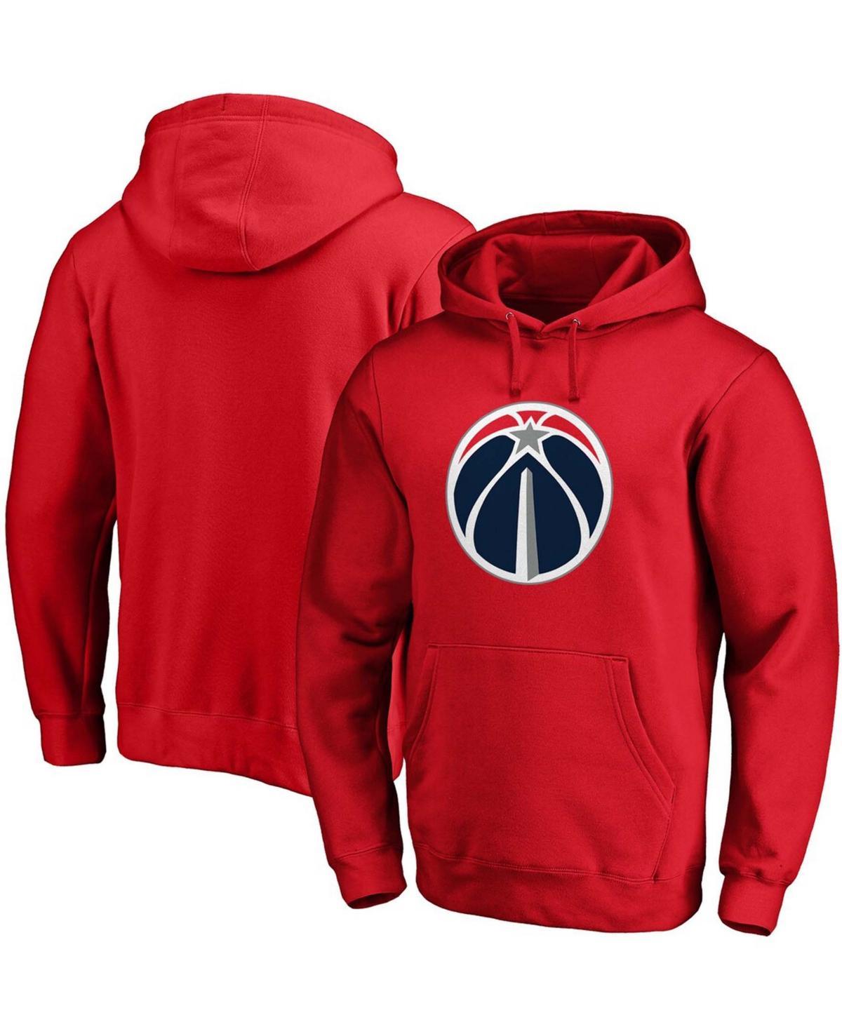 Mens Fanatics Branded Red Washington Wizards Icon Primary Logo Fitted Pullover Hoodie Product Image