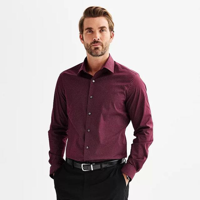 Mens Apt. 9 Premier Flex Slim-Fit Wrinkle Resistant Dress Shirt Red Stitch Floral Product Image