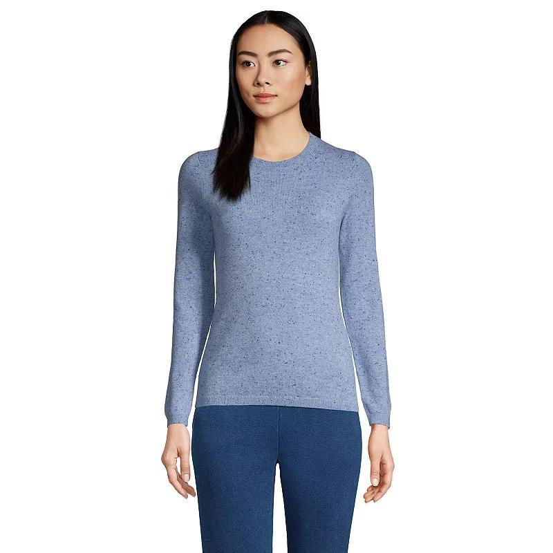 Petite Lands End Crewneck Cashmere Sweater, Womens Purple Heather Product Image