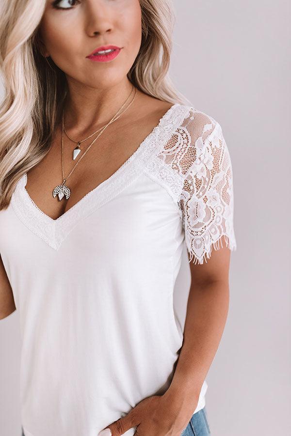 Paris Luxe Lace Top in White Product Image