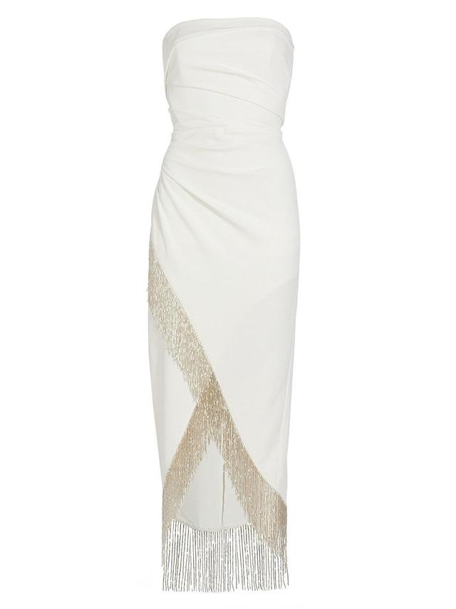 Womens Strapless Asymmetric Bead-Trim Dress Product Image