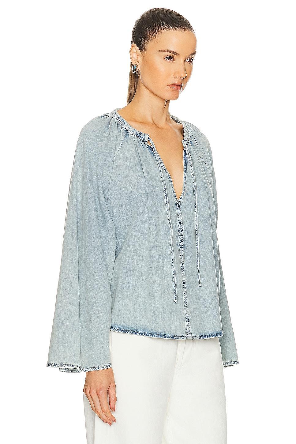 FRAME Tie Neck Denim Top Product Image