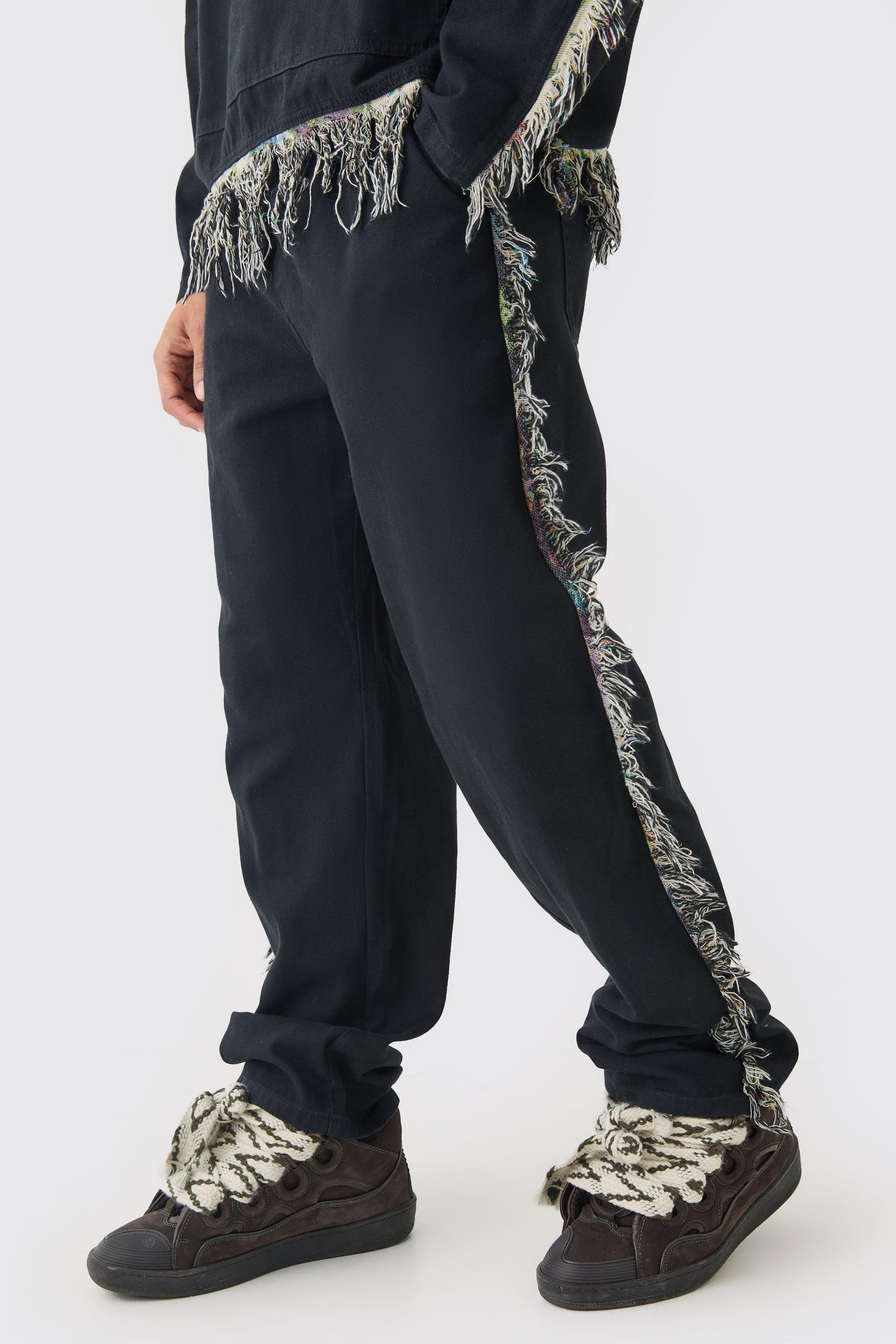 Frayed Baggy Fit Trousers | boohooMAN USA Product Image