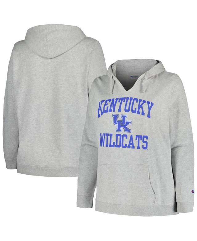 Womens Champion Heather Gray Kentucky Wildcats Plus Size Heart & Soul Notch Neck Pullover Hoodie Product Image