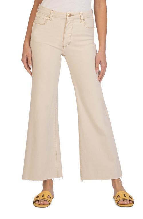 KUT from the Kloth Meg High-Rise Fab Ab Wide Leg Raw Hem in Milestone (Ecru) Women's Jeans Product Image