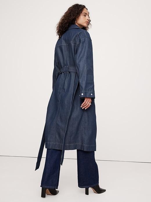 Oversized Denim Trench Coat Product Image