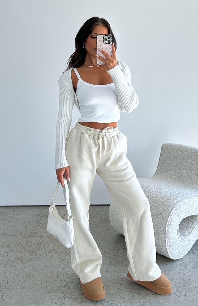 Stick With Me Wide Leg Sweatpants Sand Product Image