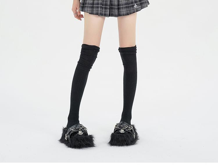 High Waist Plaid Pleated Mini A-Line Skirt Product Image