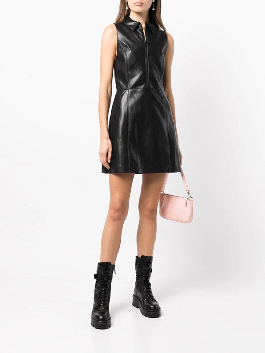 Ellis Zip Faux Leather Dress In Black Product Image