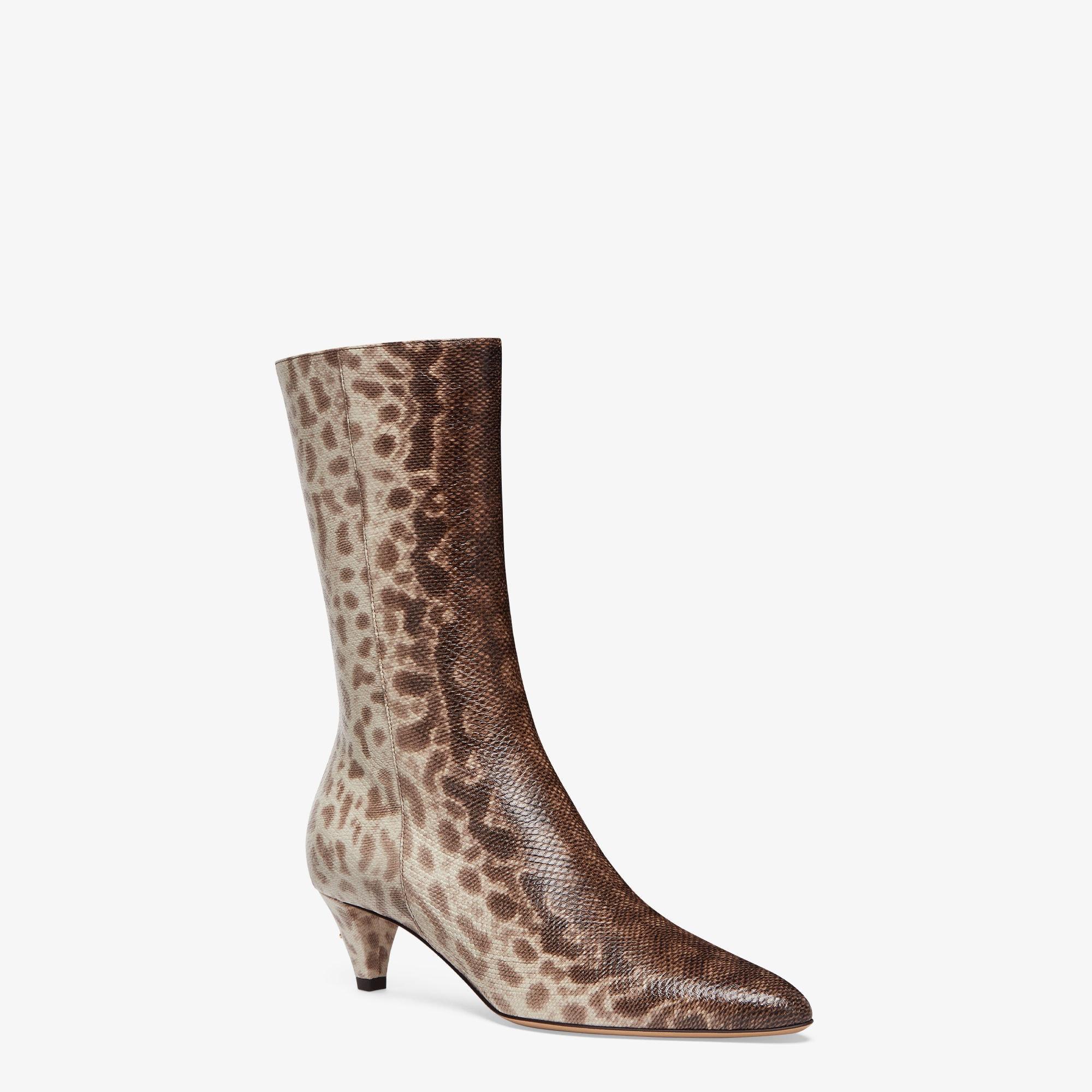 Fendi FiloBeige karung leather medium-heeled boots Product Image