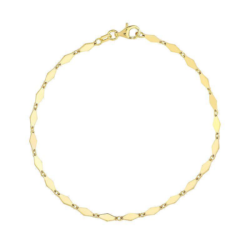 14k Gold Mirror Link Chain Bracelet, Womens Yellow Product Image