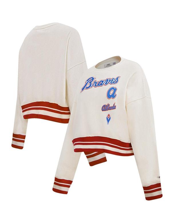 Pro Standard Womens Cream Atlanta Braves Retro Classic Fleece Pullover Sweatshirt Product Image