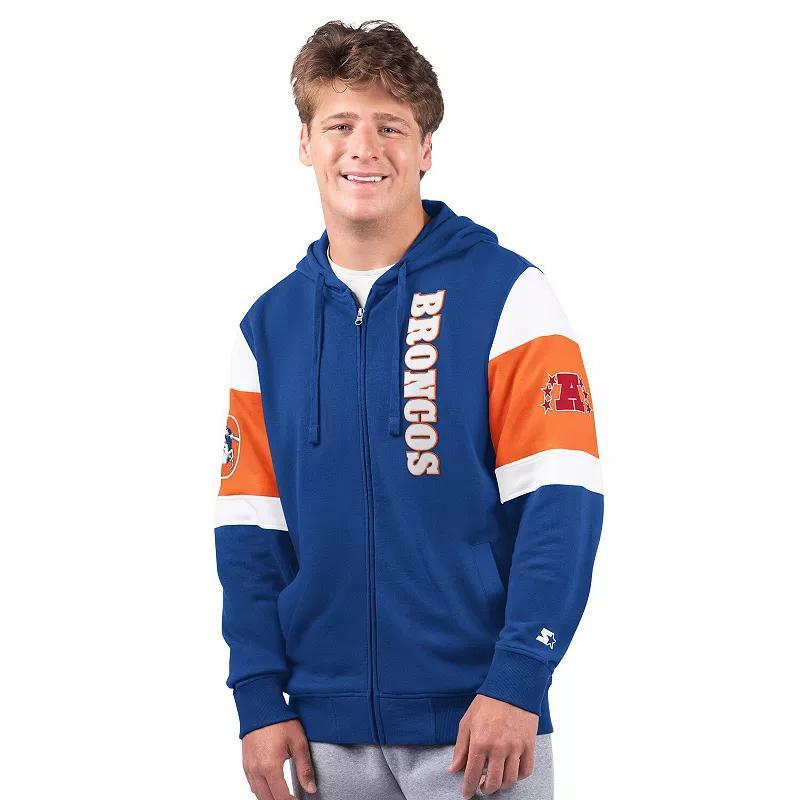 Mens Starter Royal Denver Broncos Extreme Vintage Logo Full-Zip Hoodie Product Image