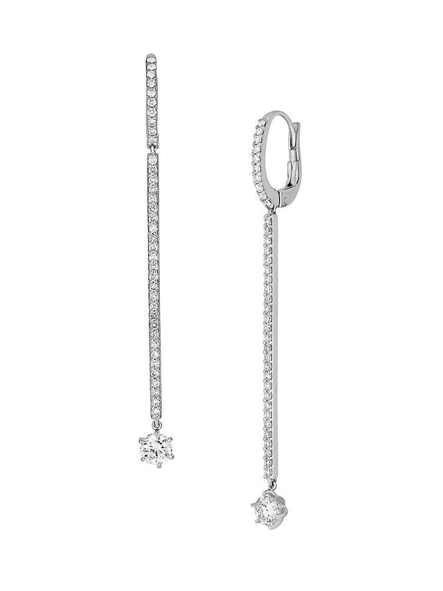 Womens 18K White Gold & Diamond Long Matchstick Drop Earrings Product Image