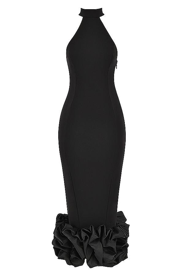 Juniper Black Peplum Midi Dress Product Image