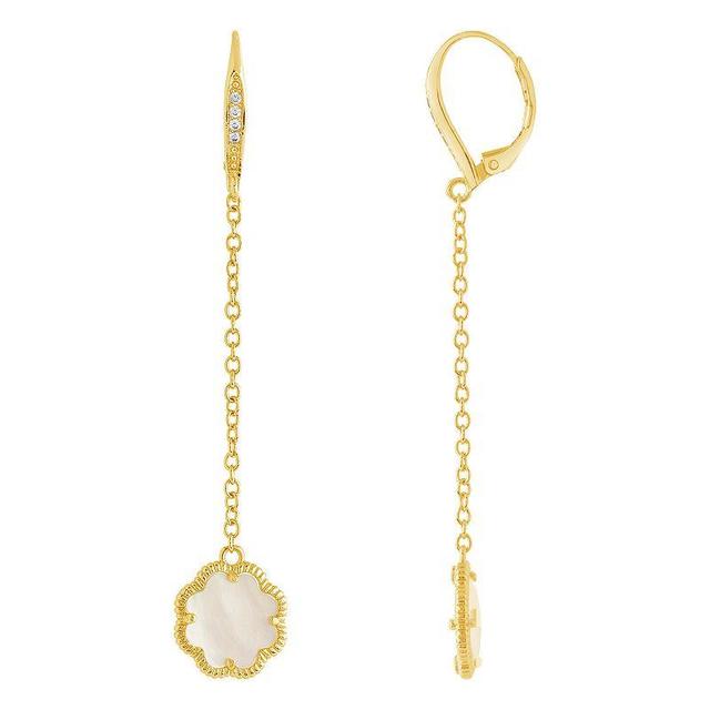 MC Collective Mother-of-Pearl Flower Medallion Chain Drop Earrings, Womens, Gold Tone Product Image