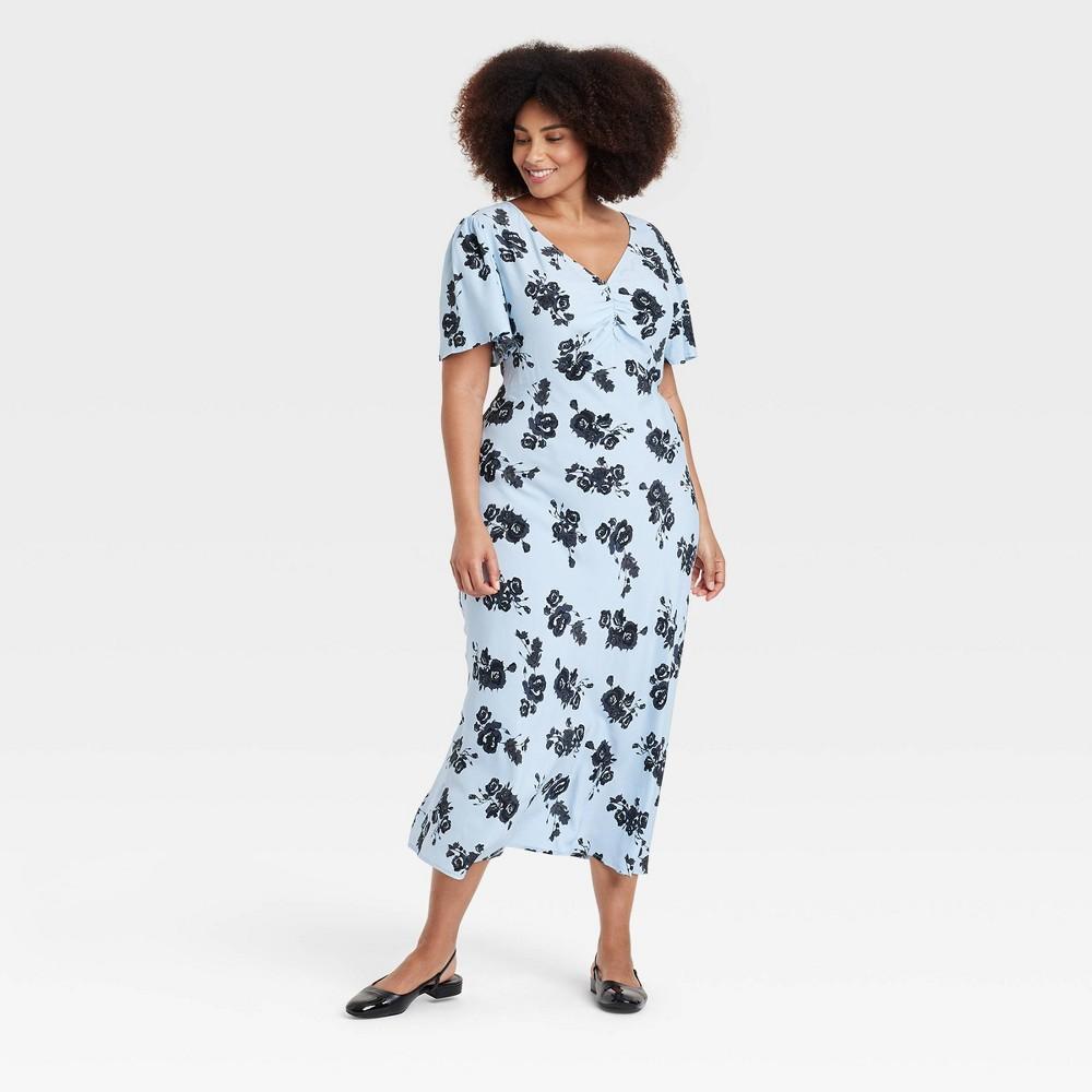 Womens Puff Short Sleeve Maxi A-Line Dress - A New Day Floral Product Image