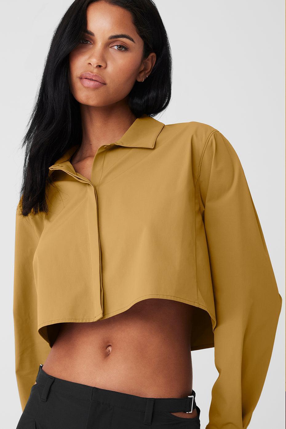 Cropped Take Me Out Button Up - Golden Olive Branch Product Image