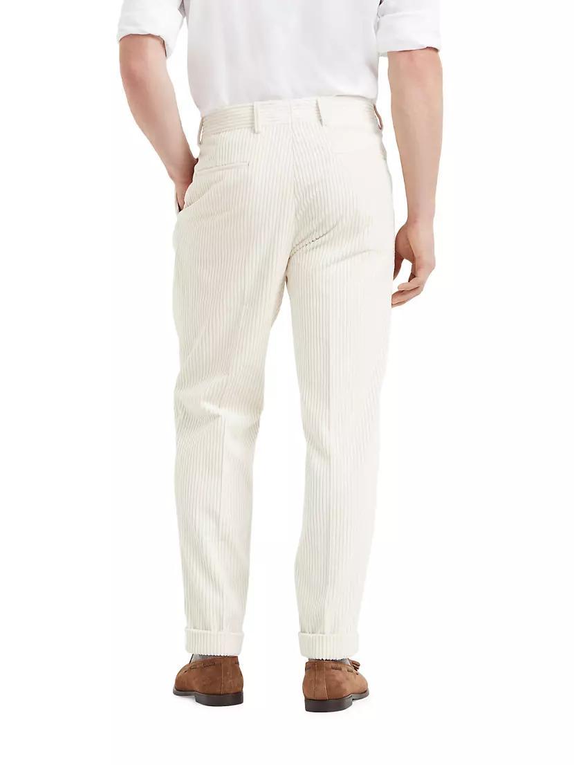 Cotton Wide Wale Corduroy Leisure Fit Trousers with Pleats Product Image