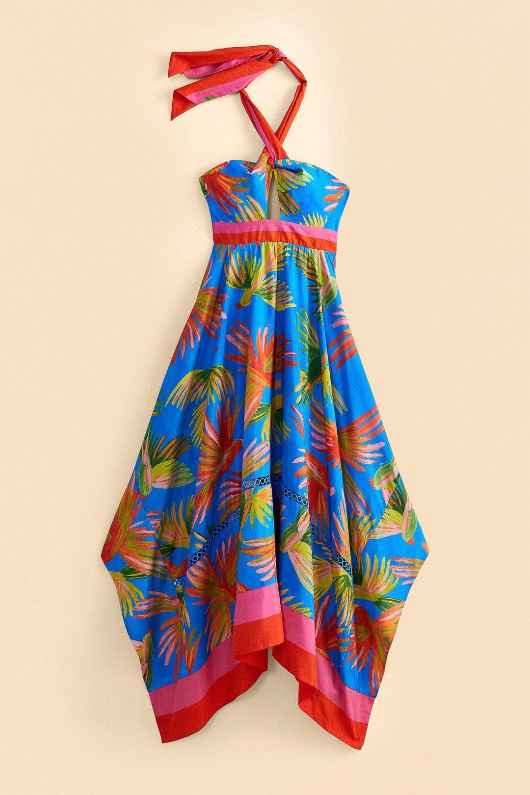 Blue Painted Birds Maxi Dress Product Image