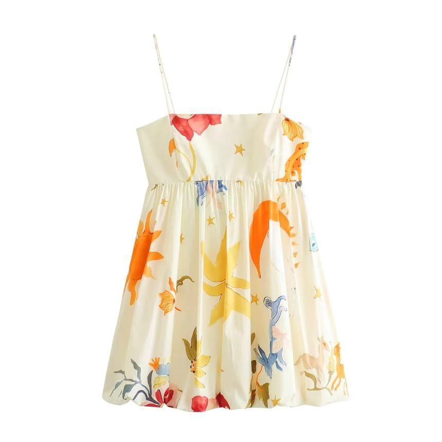 Spaghetti Strap Print Mini A-Line Dress Product Image