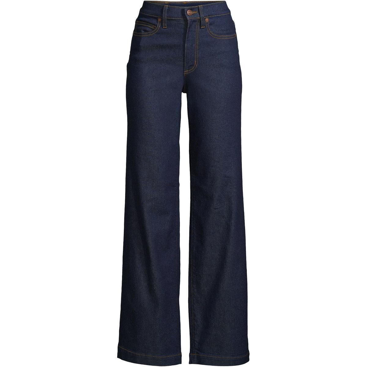 Lands End Womens Recover High Rise Wide Leg Blue Jeans Product Image