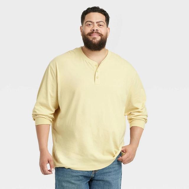 Mens Big & Tall Long Sleeve Henley T-Shirt - Goodfellow & Co Yellow 4XLT Product Image