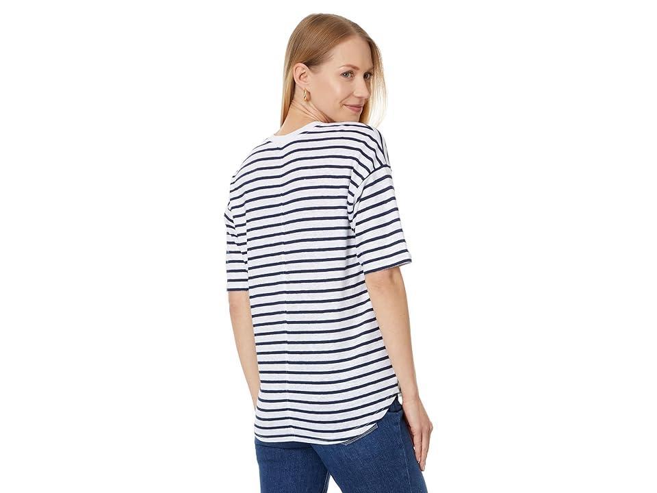 Faherty Linen V Neck Tee (Folkstone) Women's Clothing Product Image