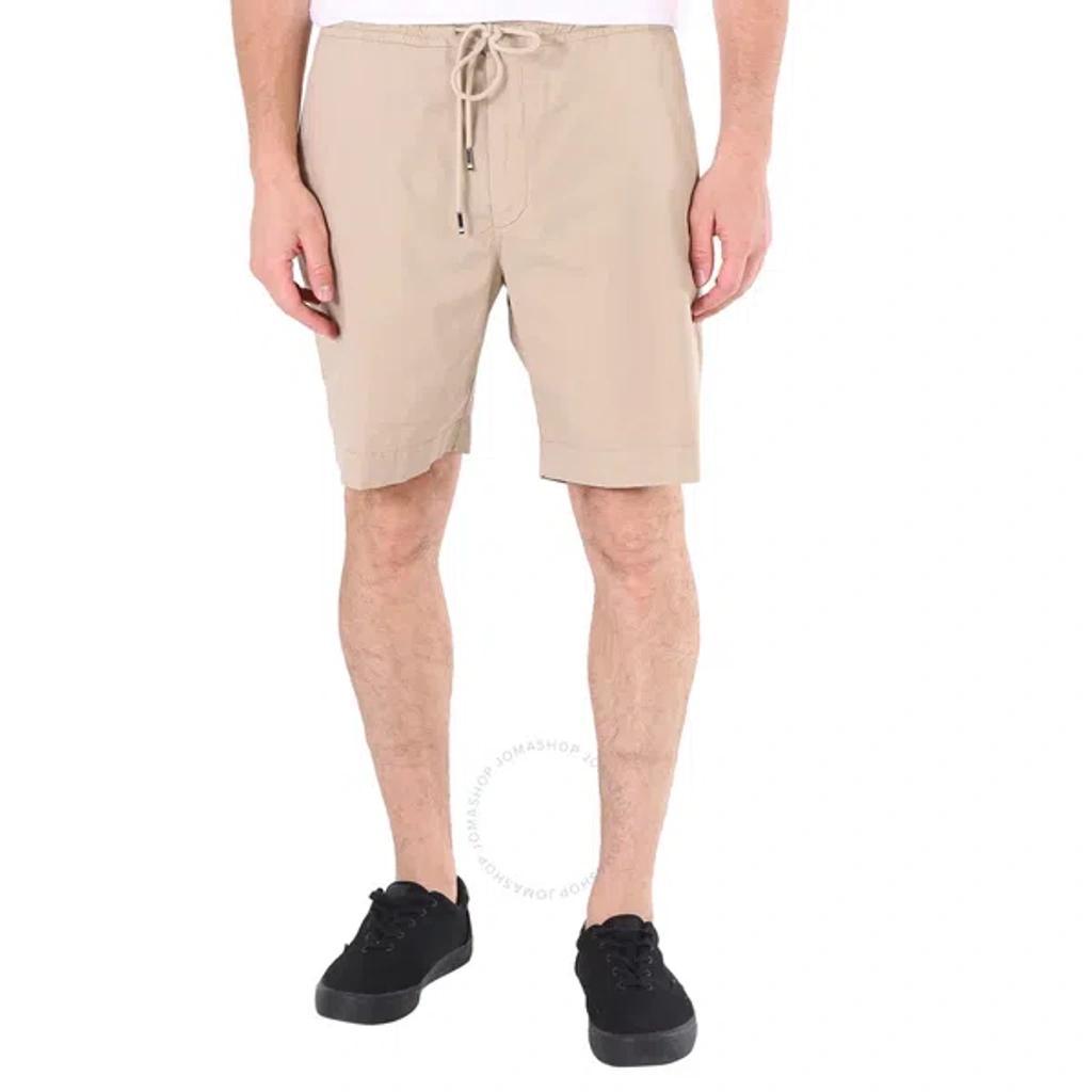 Light Beige Paper-touch Stretch Cotton Slim-fit Shorts Product Image