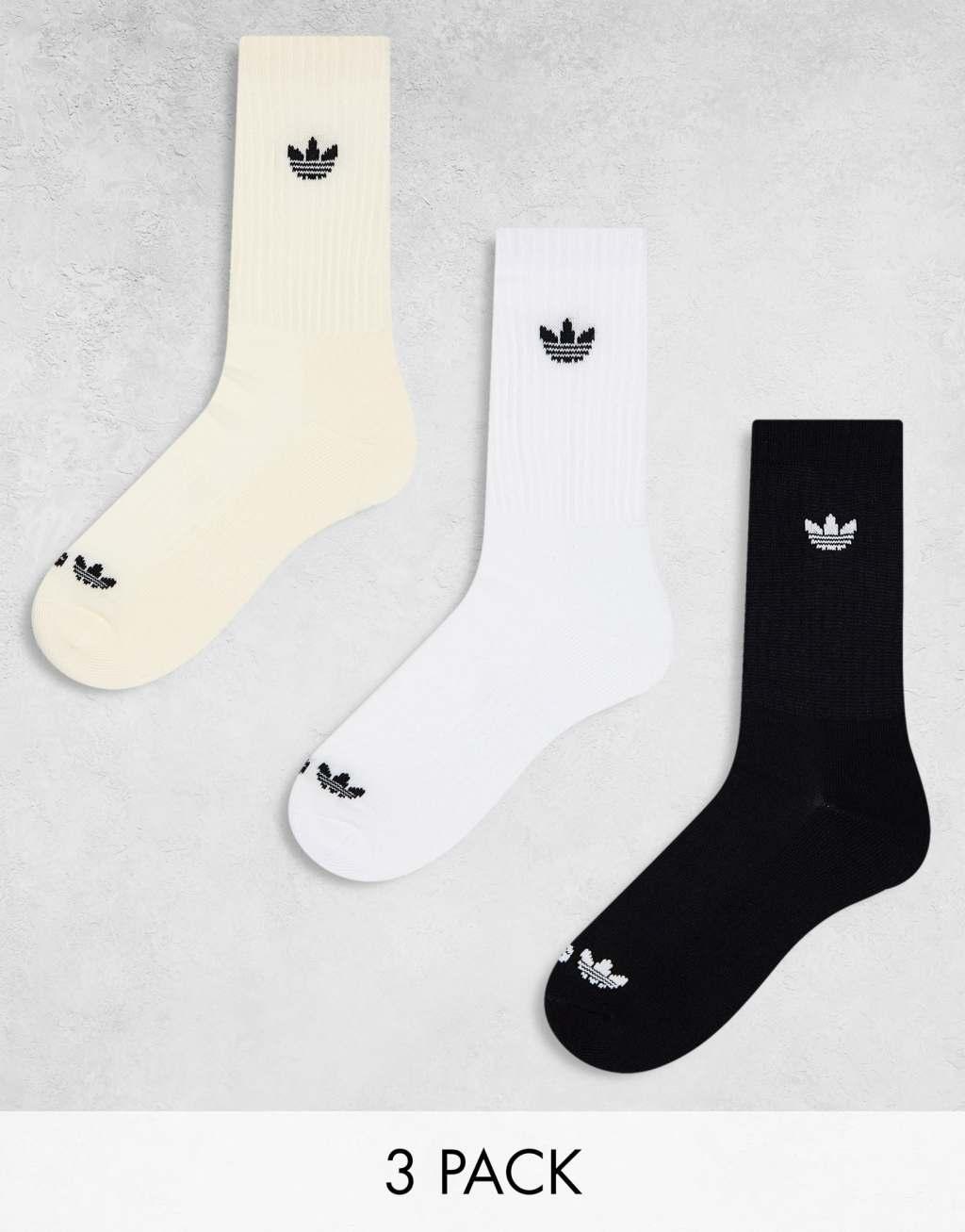 adidas Originals Trefoil 2.0 Crew 3-Pack socks in multi Product Image