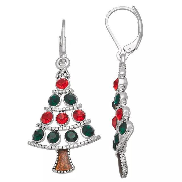 Napier Silver Tone Christmas Tree Drop Earrings, Womens, Multi Product Image