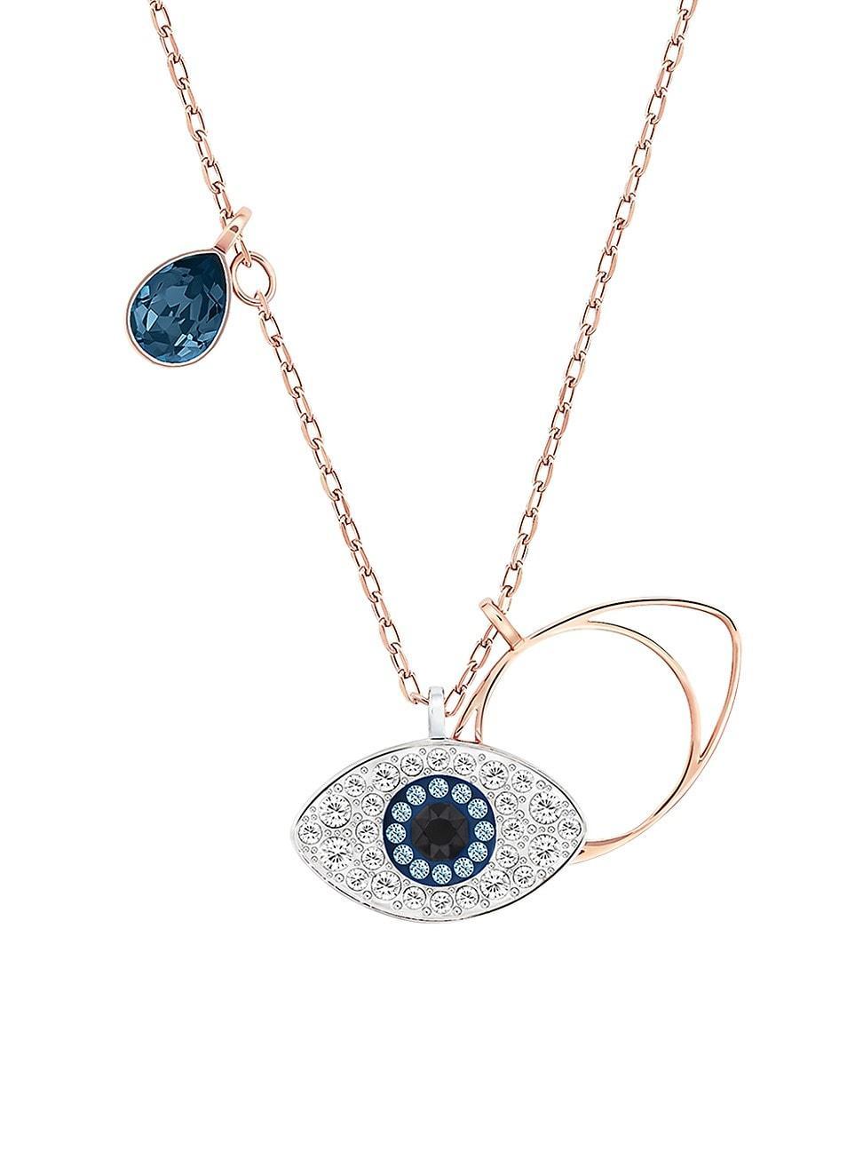 Womens Symbolica Swarovski Crystal Rose Goldplated Evil Eye Pendant Necklace Product Image