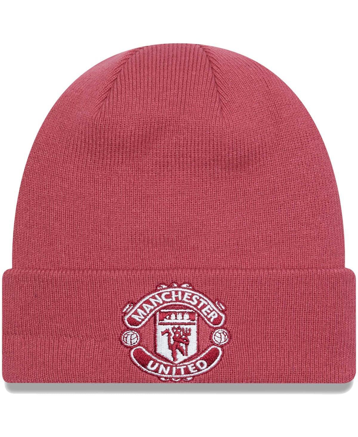 Mens New Era Pink Manchester United Seasonal Cuffed Knit Hat Product Image