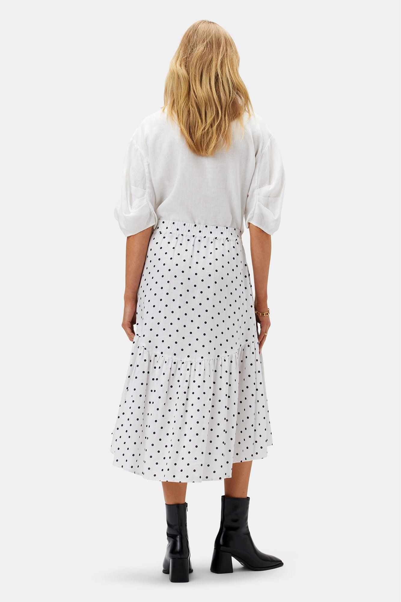 Lilly Pilly Lola Organic Linen Skirt - Polka Dots Product Image