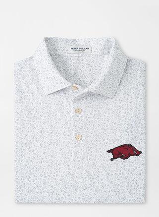 Peter Millar Mens Arkansas Blitz Performance Jersey Polo | Color: White / Gale Grey | Size: S Product Image