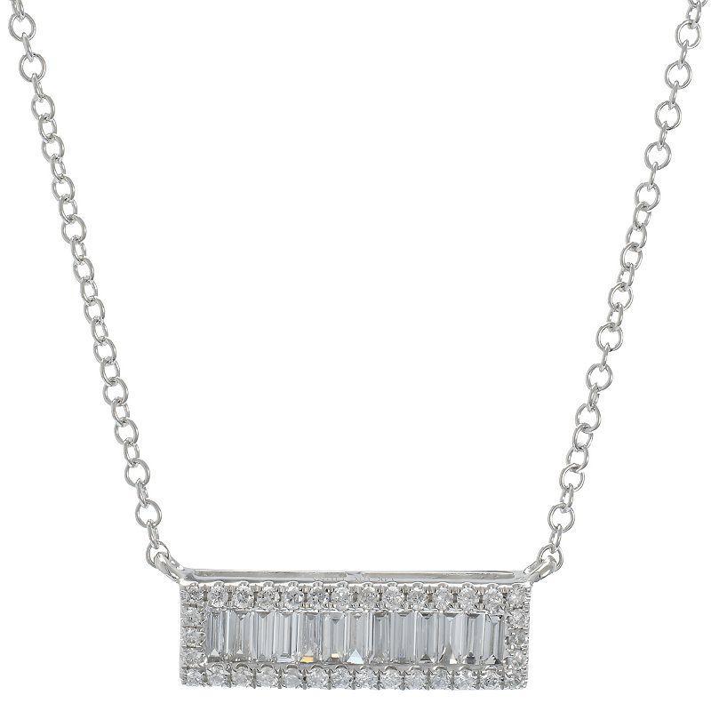 Luxle 14k White Gold 1/3 Carat T.W. Diamond Bar Necklace, Womens Product Image