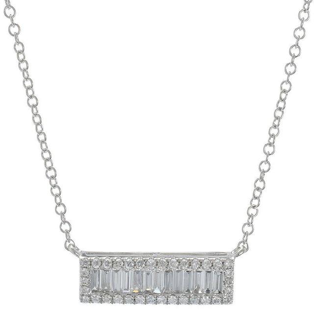 Luxle 14k White Gold 1/3 Carat T.W. Diamond Bar Necklace, Womens Product Image