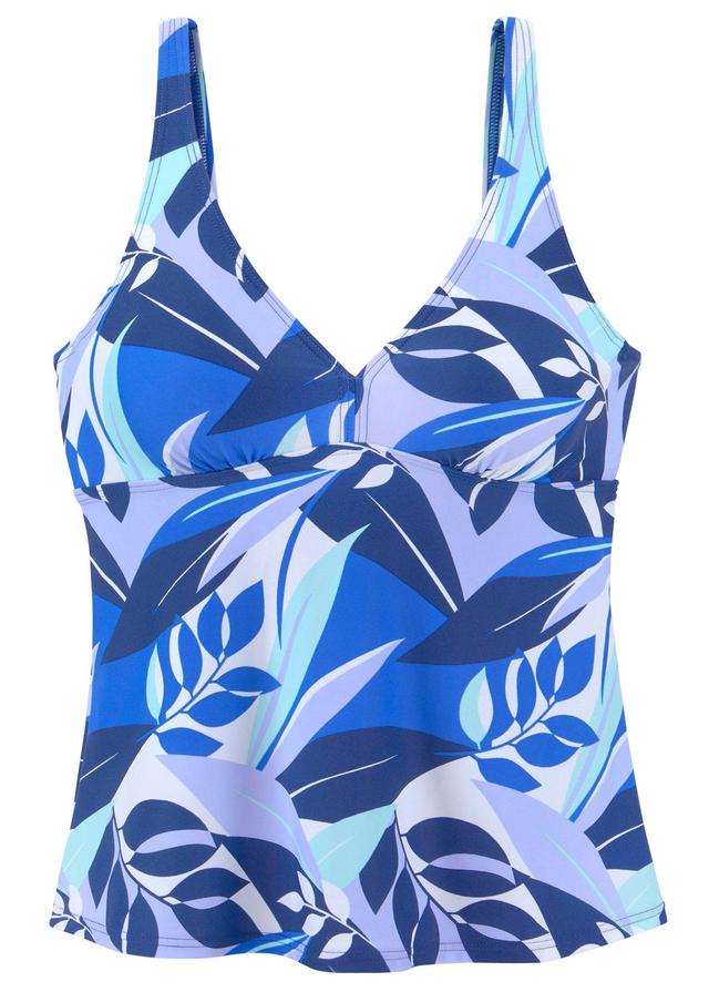 Triangle Halter Tankini Top - Blue & White Tropic Product Image