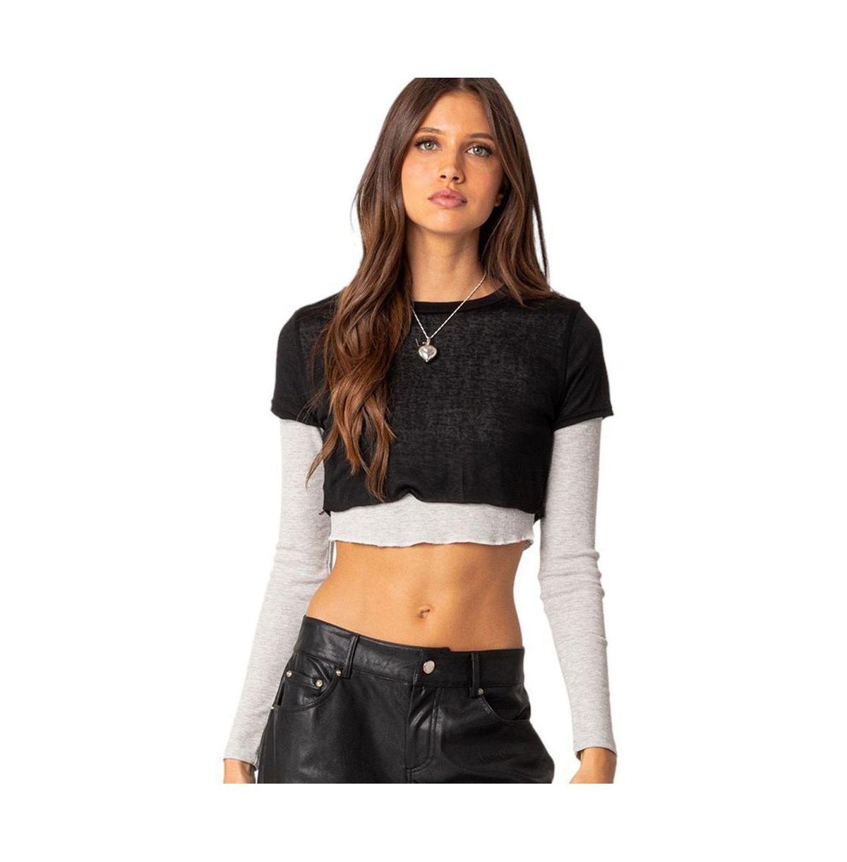 EDIKTED Layered Long Sleeve Crop Top product image