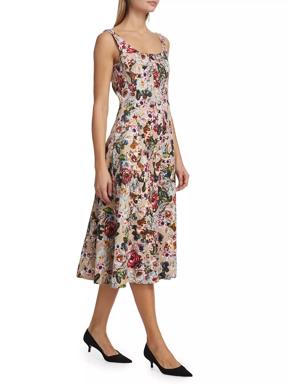 Button-Front Floral Dress Product Image