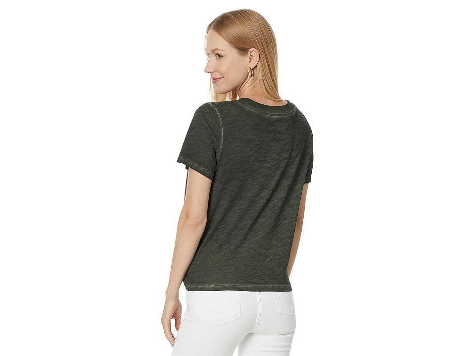 Eileen Fisher V-Neck Short Sleeve Tee (Seaweed) Women's T Shirt Product Image