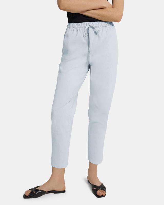 Slim Cropped Pull-On Jogger in Stretch Linen Product Image