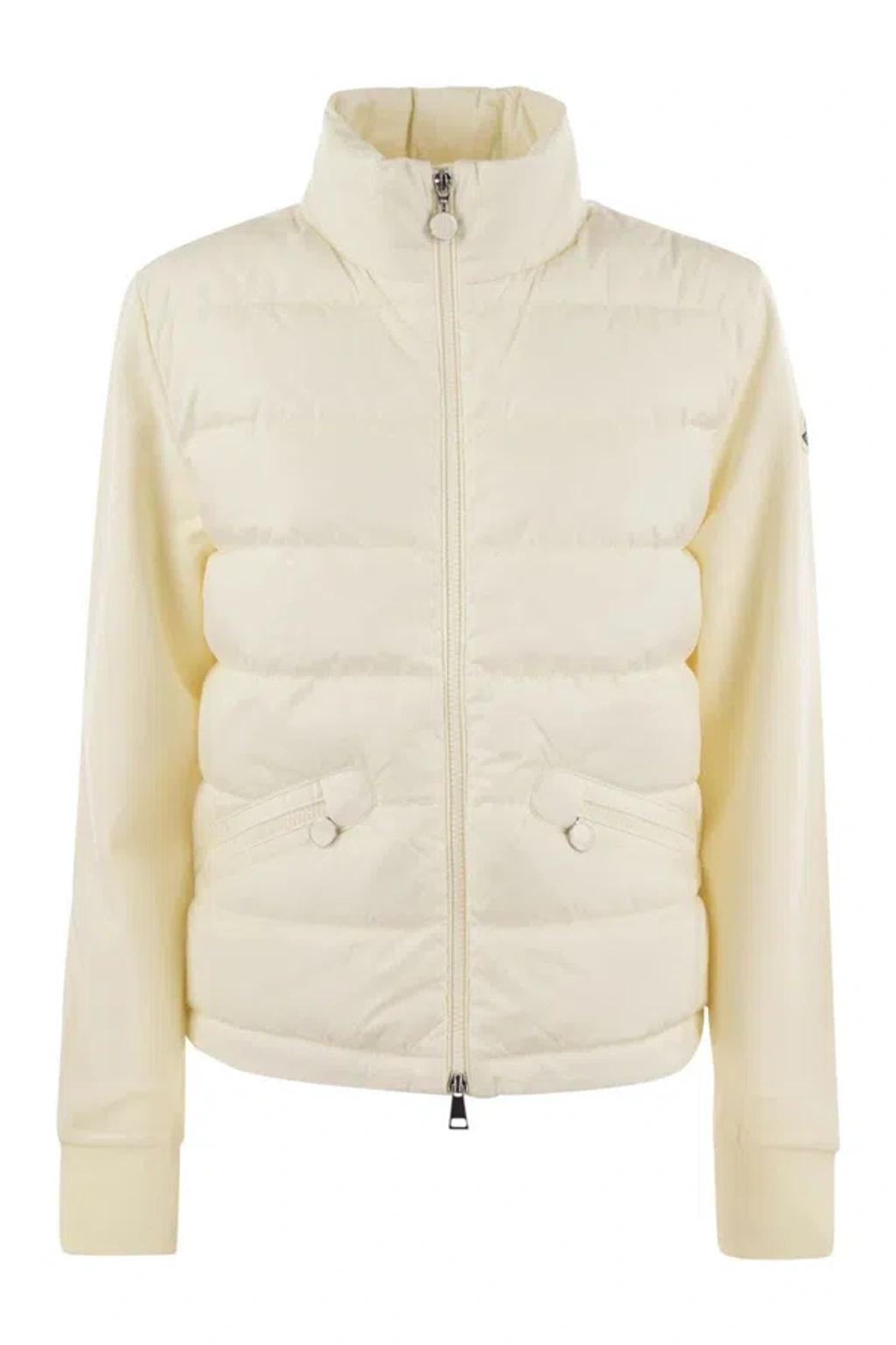 MONCLER Cardigan With Padded Front Panel In White Product Image