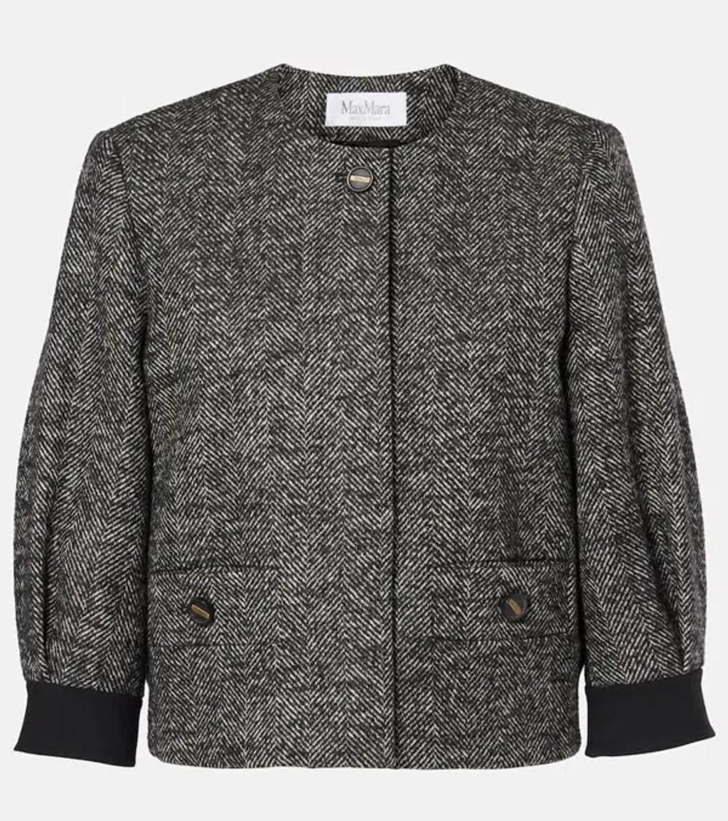 MAX MARA Virgin Wool Blend Cropped Jacket In Multicolor Product Image