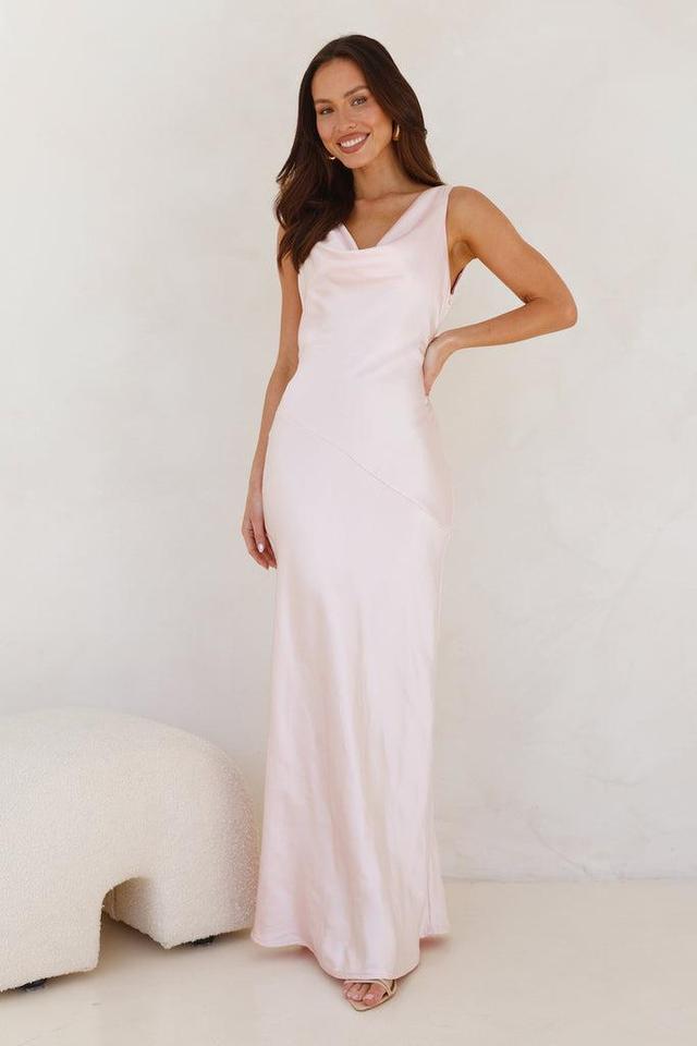 Seen For You Cowl Neck Satin Maxi Dress Pink Product Image