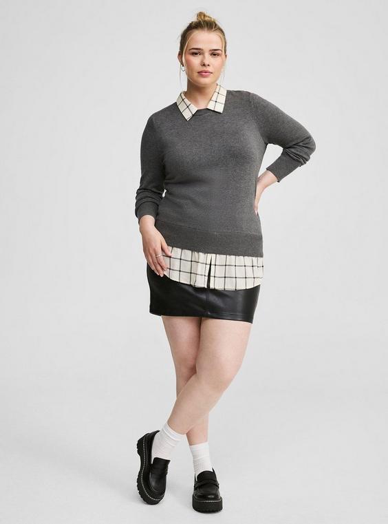 Fitted Pullover Collared 2-Fer Sweater Product Image